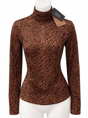Women's Vero Moda Tiger Print High Neck Top – Long Sleeve (NWT) XS